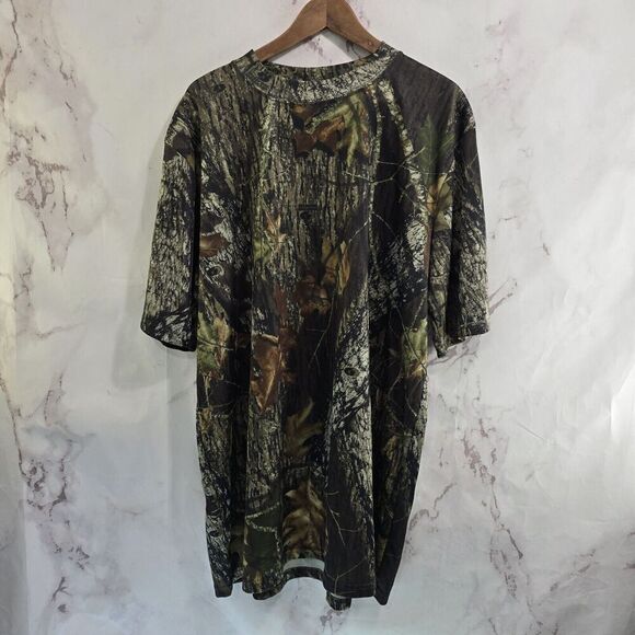 Mossy Oak Shirt Mens 2XL Camo Break Up Short Sleeve Whicking Poly Maple Woodland - Picture 1 of 9
